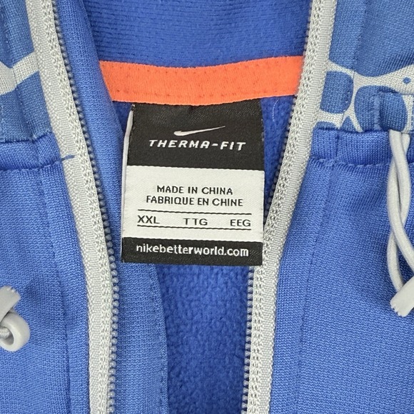 Nike LeBron James Hoodie Mens XXL Blue Therma Fit Full Zip Basketball Sweatshirt - Picture 3 of 12